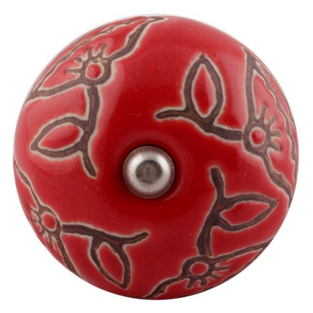 Red Calla Lily Brown Etched Ceramic Wine Stopper